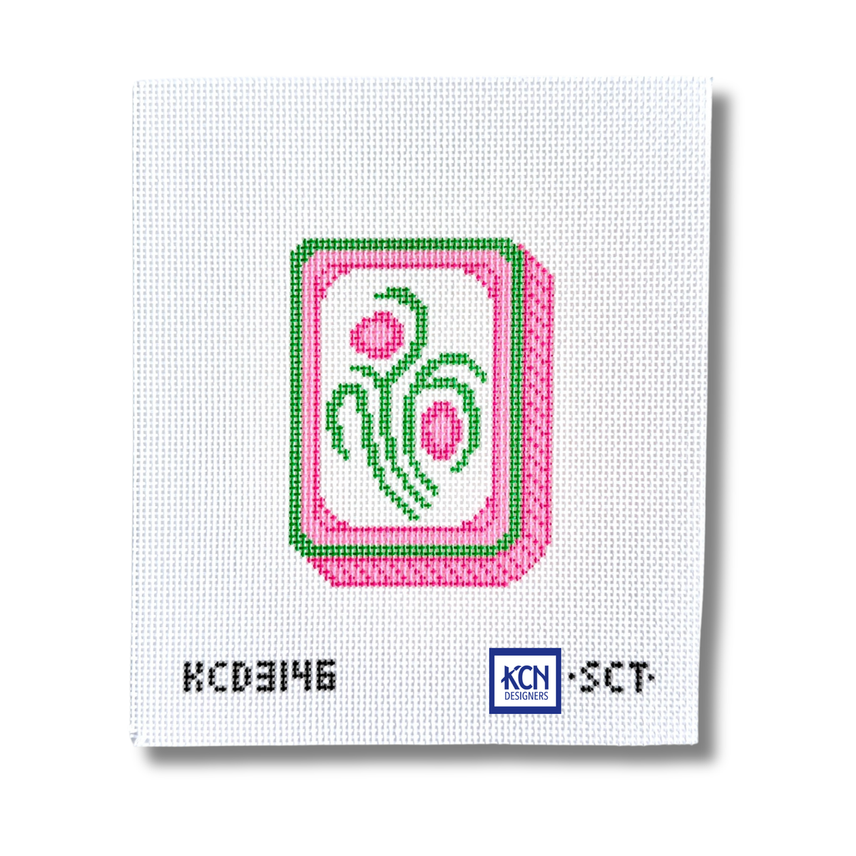 Pink Mahjong Flower Tile Canvas